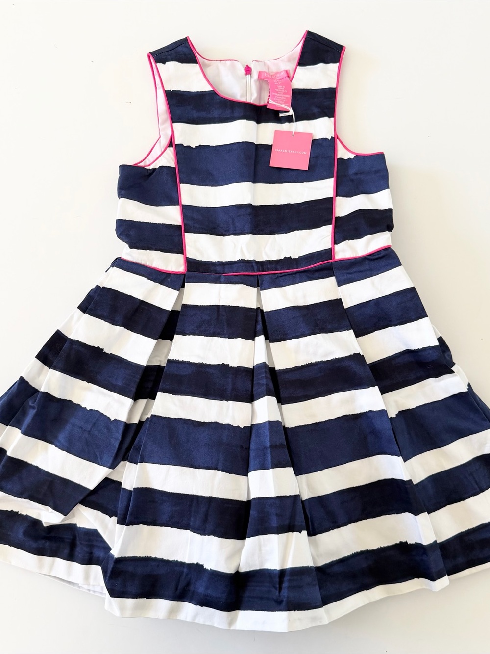 Navy Blue & White Striped Sleeveless Dress